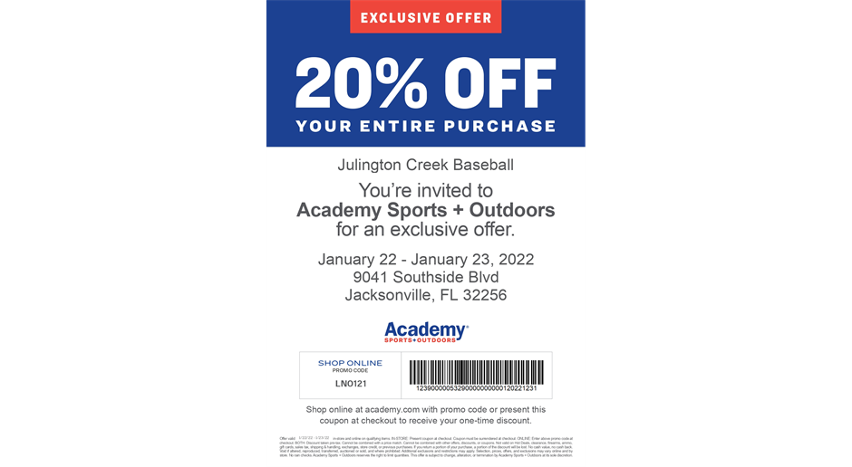 20% OFF at Academy Sports + Outdoors