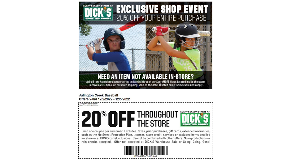 DICK'S Sporting Goods 20% Discount